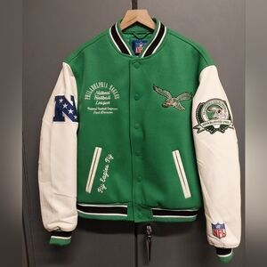 Ultra Game Philadelphia Eagles Wool Kelly Green Varsity jacket Size Small
